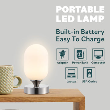 Eli 8" Bohemian Farmhouse Iron Rechargeable Integrated LED Table Lamp - JONATHAN Y
